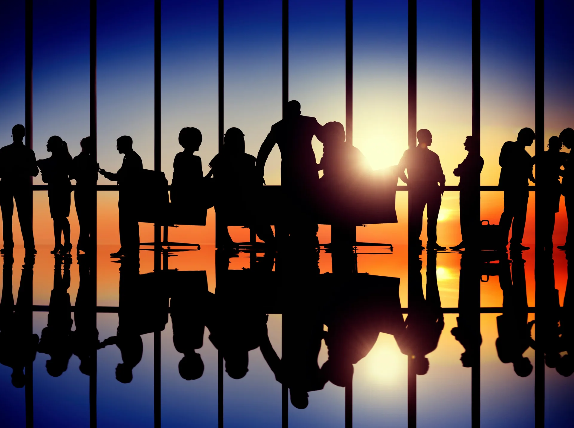 A business team talking in an office